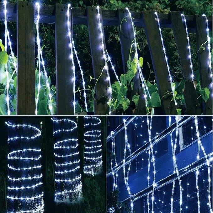 7/16" Rope Lights, 3.3ft 2-Wire Waterproof LED Rope Light Kit, 110V-120V PVC 30 LED/M Tube Lights Strip for Background Lighting, Outdoor Decorative Lighting, Christmas(White)