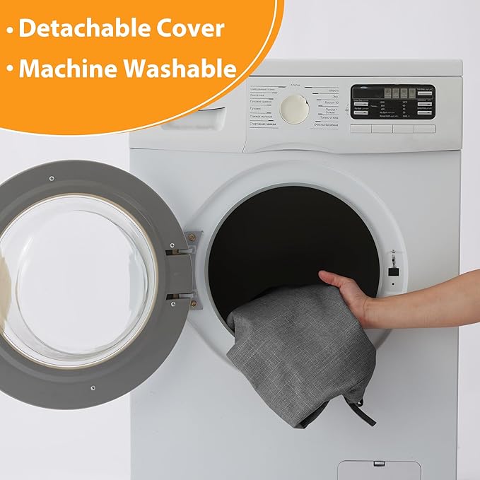 Chair Cushions for Dining Chairs, 2" Thick Seat Cushions for Kitchen Chairs, D-Shaped Chair Pads with Washable Cover, Ties and Non Slip Backing, 17'' x 16'', Set of 6, Dark Grey