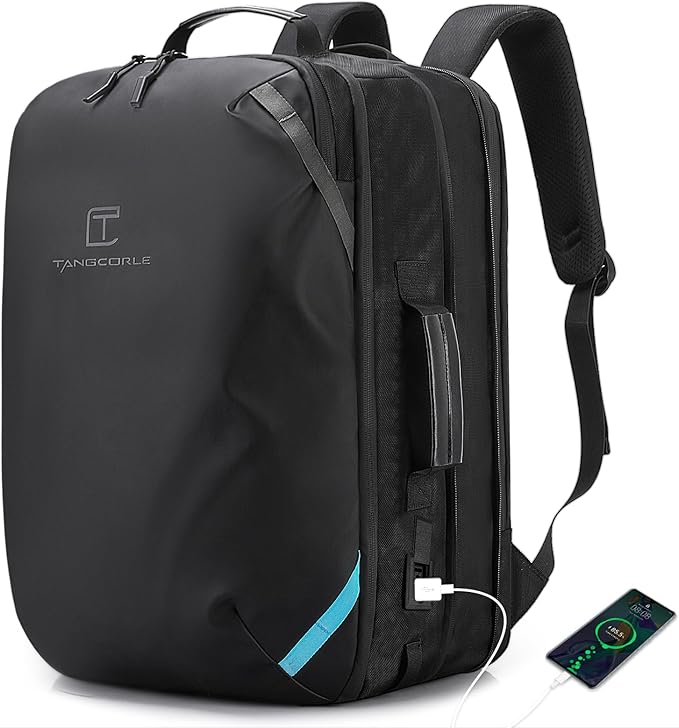 TANGCORLE Travel Carry on Backpack, Extra Large Expandable 45L Backpack for Flight approved, 17.3" Laptop with USB Charging Port Backpacks, Water Resistant Computer Business Backpack for Men & Women