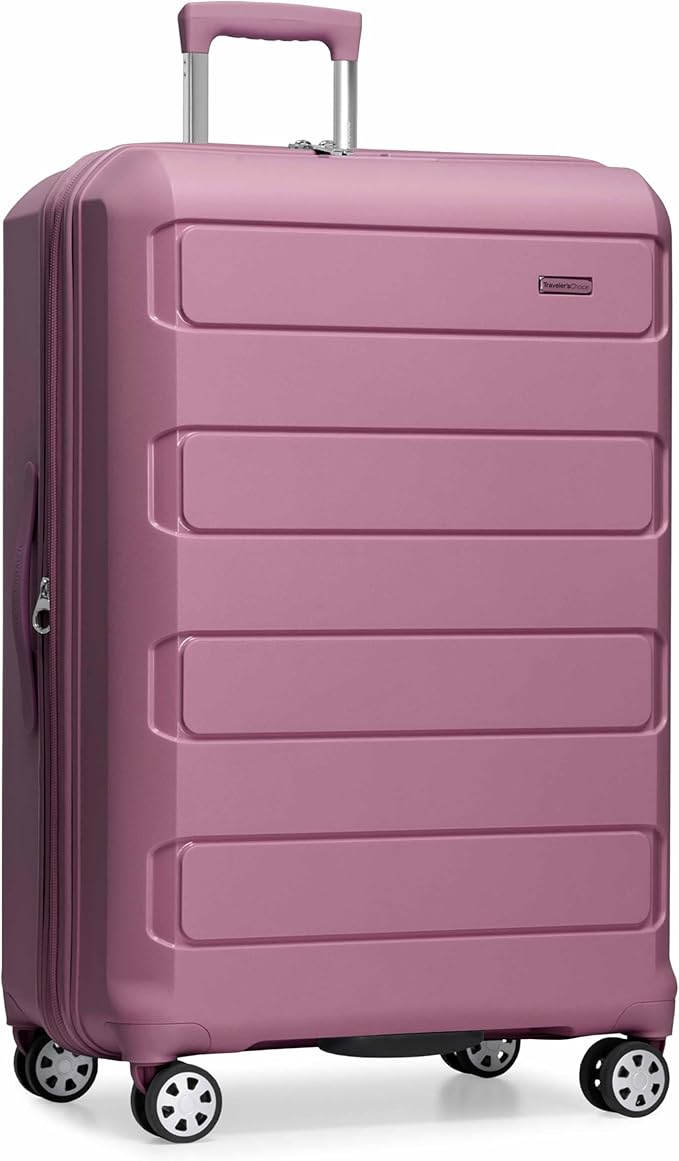 Traveler's Choice Pagosa Hardshell Expandable Luggage with Spinner Wheels, Mauve, 30-Inch Large