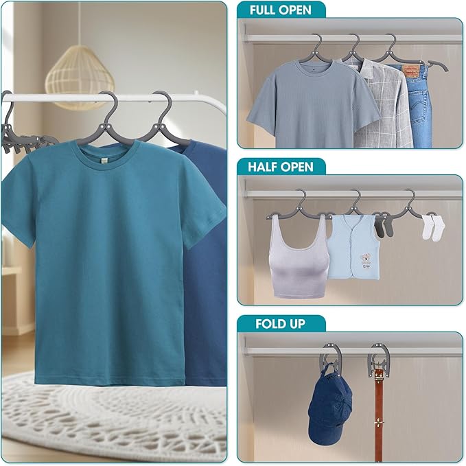30 Pcs Travel Hangers Portable Foldable Travel Hanger Organizer, Plastic Cruise Essentials Clothes Drying Rack Folding Hangers for Camping Flying RV Europe Vacation Essentials Suitcase, Dark Grey