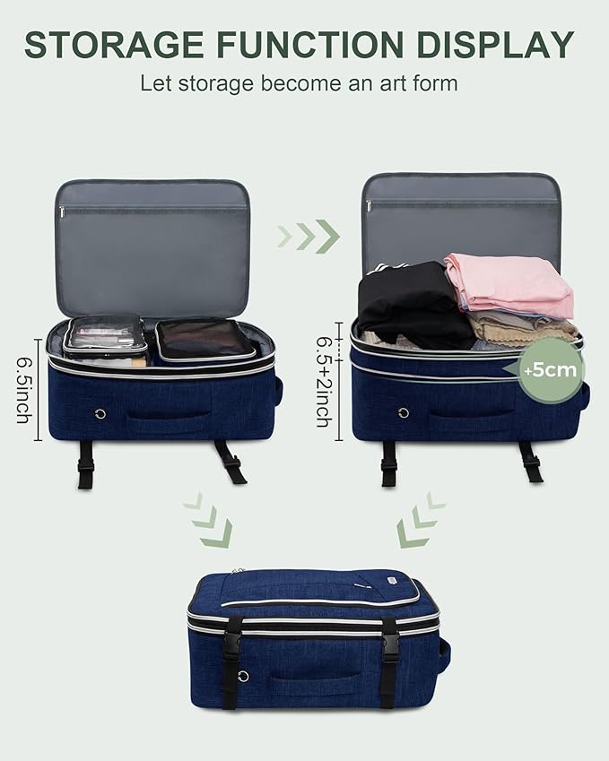 Travel Carry On 17.5" Laptop Expandable Backpack for Men Women, Personal Item Bag Waterproof Airline Approved with USB Charging Hole 3 Packing Cubes, Large Weekender Daypack Business Luggage Suitcase