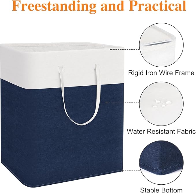 laundry basket 3-Pack, laundry hamper, Hamper with handles, collapsible laundry baskets, Waterproof dirty clothes hamper, Towel Storage for Home or Dorm, 100L-Blue