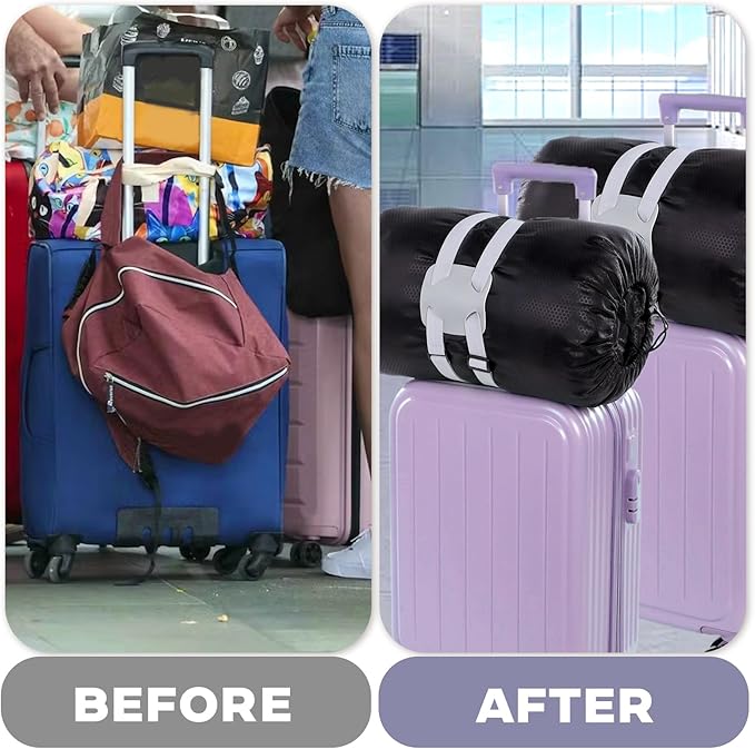 2 Pack Luggage Straps Bag Bungee Luggage Securing Strap Adjustable Buckle Belt for Suitcases Add a Bag Easy to Travel Suitcase Elastic Strap Belt Travel Accessories to Connect Two Suitcases