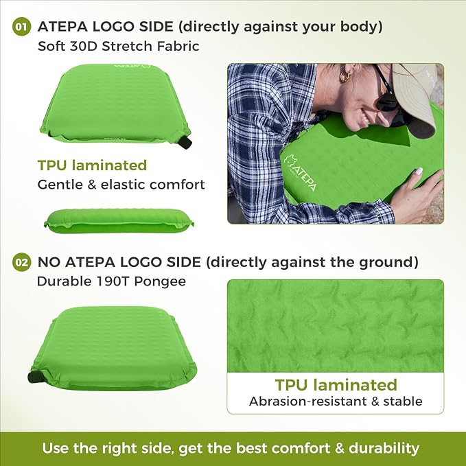 ATEPA Inflatable Seat Cushion, Self-Inflating Portable Stadium Airplane Travel Foam Cushion Pad for Camping, Sports Events, Outdoor