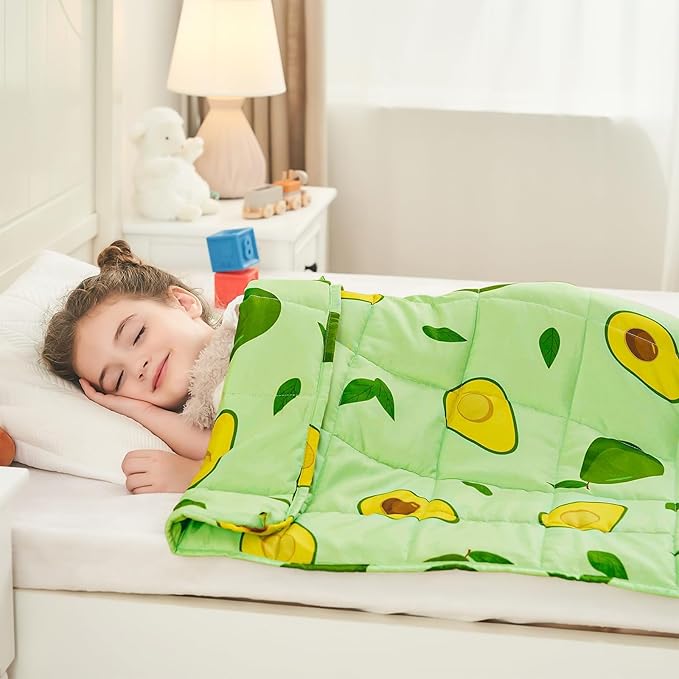 yescool Weighted Blanket 10 Pounds Cooling Weighted Lap Blanket, Green Avocados Heavy Blanket for Sleeping, Breathable Weighted Throw Blanket Gifts for 80-110lbs, 40"x60"