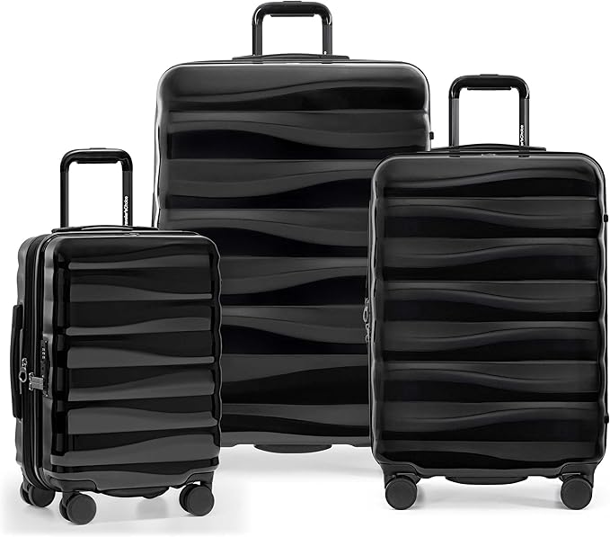 Traveler's Choice Edinburgh II Hardside Spinner Luggage, TSA Lock, Black, 3 Piece Set (21/25/29)