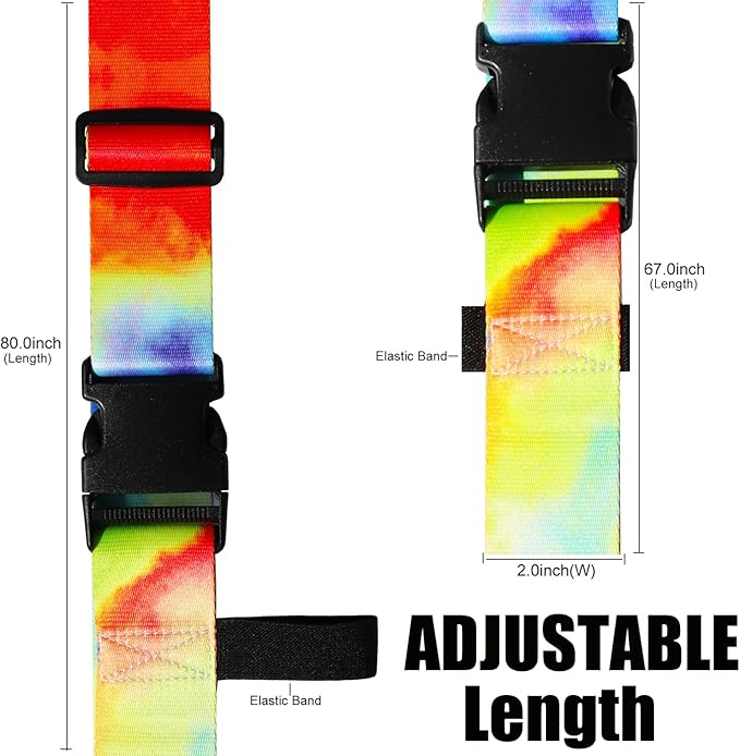 Luggage Straps for Suitcases TSA Approved-2 Pack Bright Personalized Luggage Belt Strap for Suitcase/Carry On Bag Luggage Accessories for Travel (Tie-Dye)