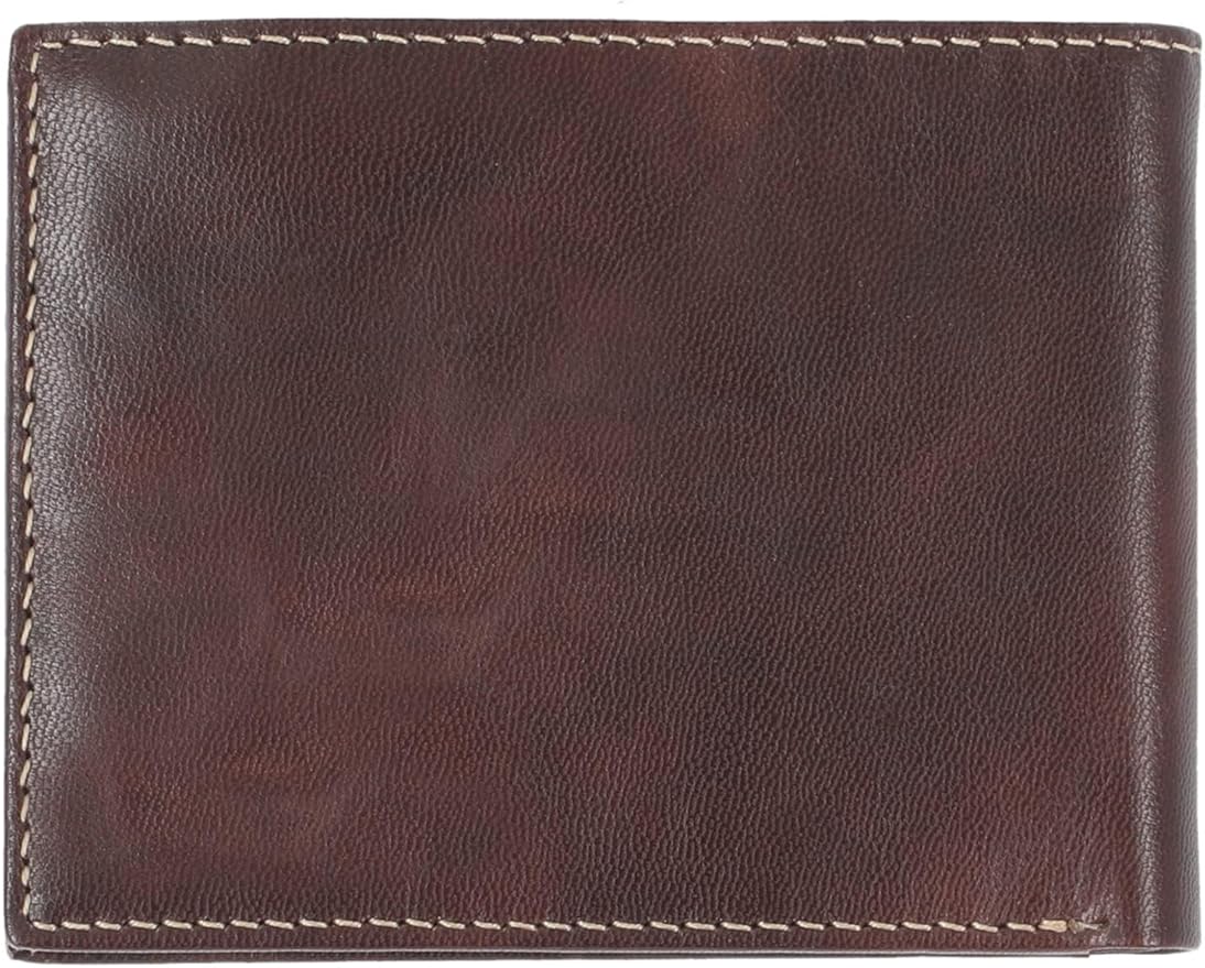 Steve Madden Men's Slim Leather Wallet with Extra Capacity Attached Flip Pockets