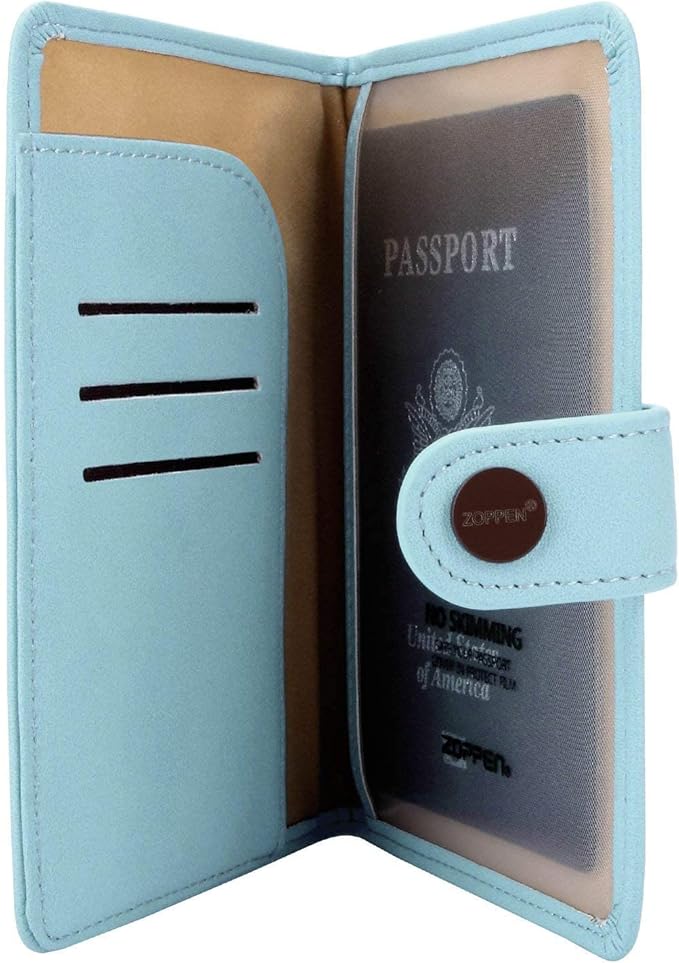 ZOPPEN Passport Holder Women, Passport Cover Travel Wallet Rfid Blocking Passport Wallet Cover Case Travel Essentials Document Organizer, Paradise Blue