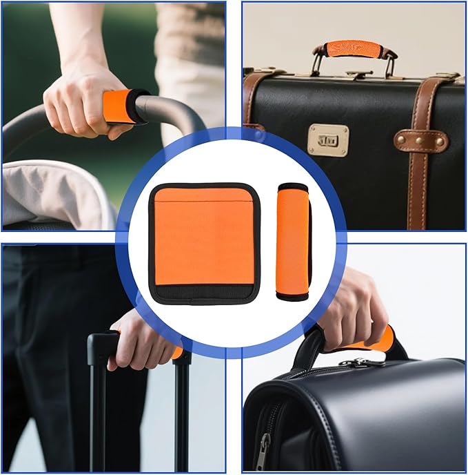 6 Pack Luggage Handle Wrap for Suitcase Luggage Tags Bright Soft Suitcase Identifiers Luggage Handle Covers Travel Accessories, Orange