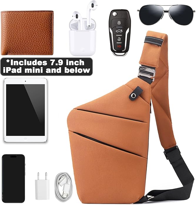 Anti Theft Travel Bag, One Shoulder Large Capacity Cross-body Bag Chest Fashion Lightweight Sling Bags for Travel Sports