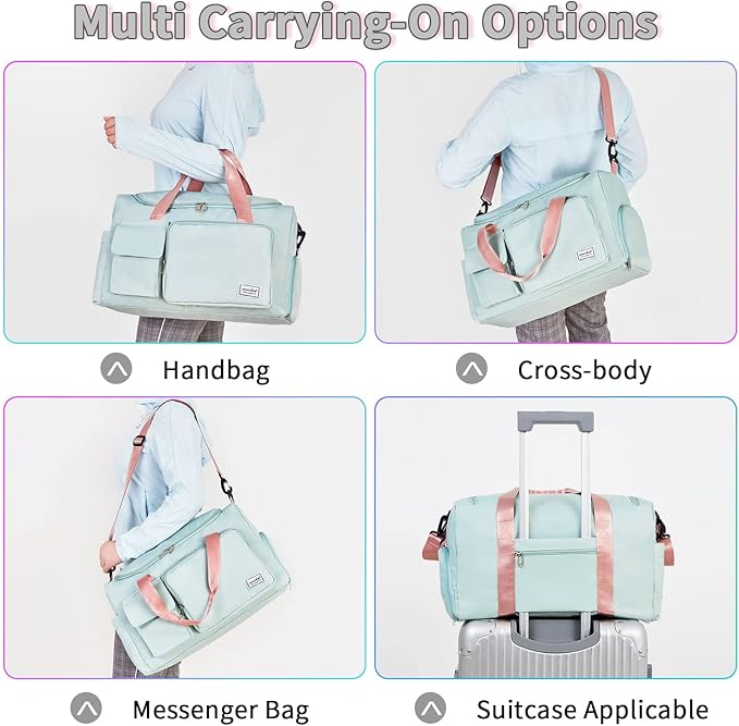 FIORETTO Women's Gym Duffle Bag with Shoes Compartment, 30L Capacity, Ideal for Travel, Gym, Sports, Duffel, Weekender