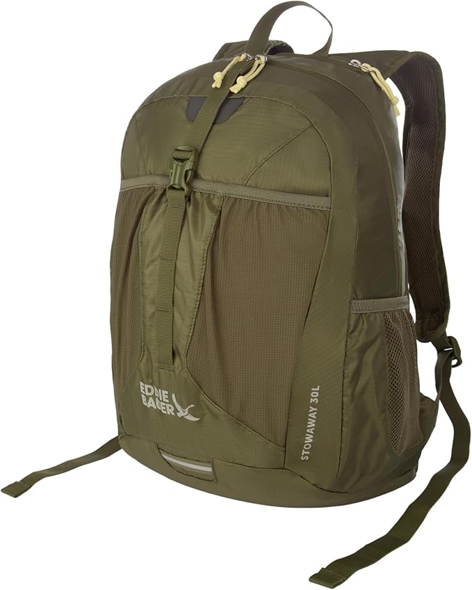 Eddie Bauer Stowaway Packable Backpack | Travel | Outdoor | Lightweight | Foldable | Durable | Ripstop Polyester | 30L - Irish Green