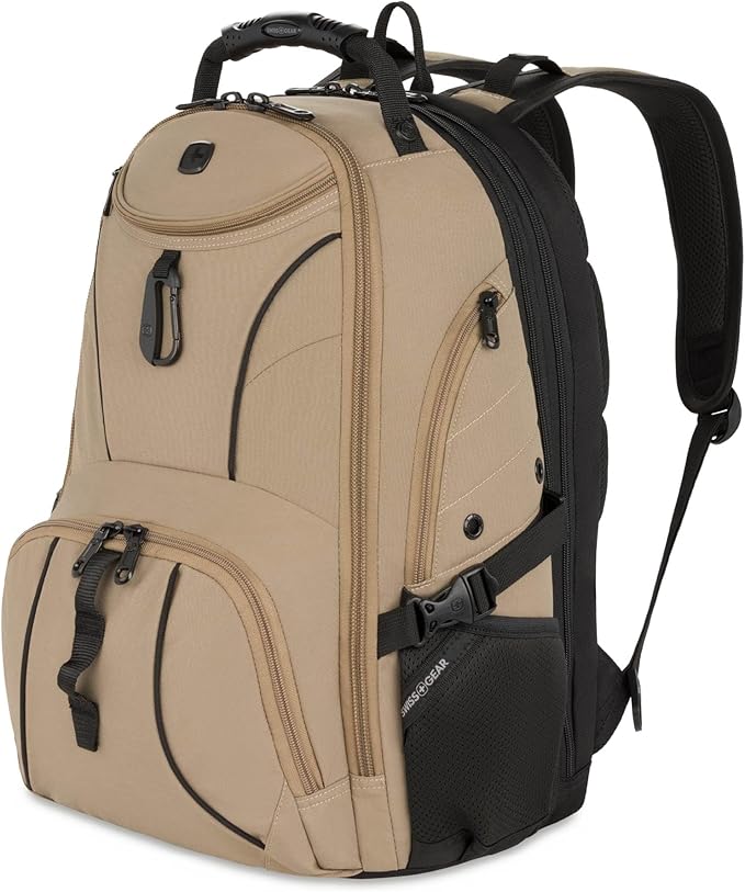 SWISSGEAR 1900 ScanSmart TSA Laptop Backpack Fits 17 Inch Laptop with RFID Protection and Tablet Pocket, Pastel Brown, 19-Inch