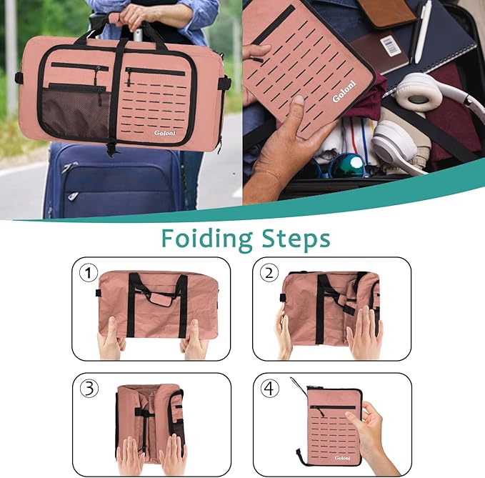 Foldable Travel Duffle Bag for Men Women, Waterproof with Shoe Compartment, 80L 120L Large Collapsible Luggage Bag, Lightweight Packable Duffel for Travel Sports Gym Airline Carry On Checked Bag