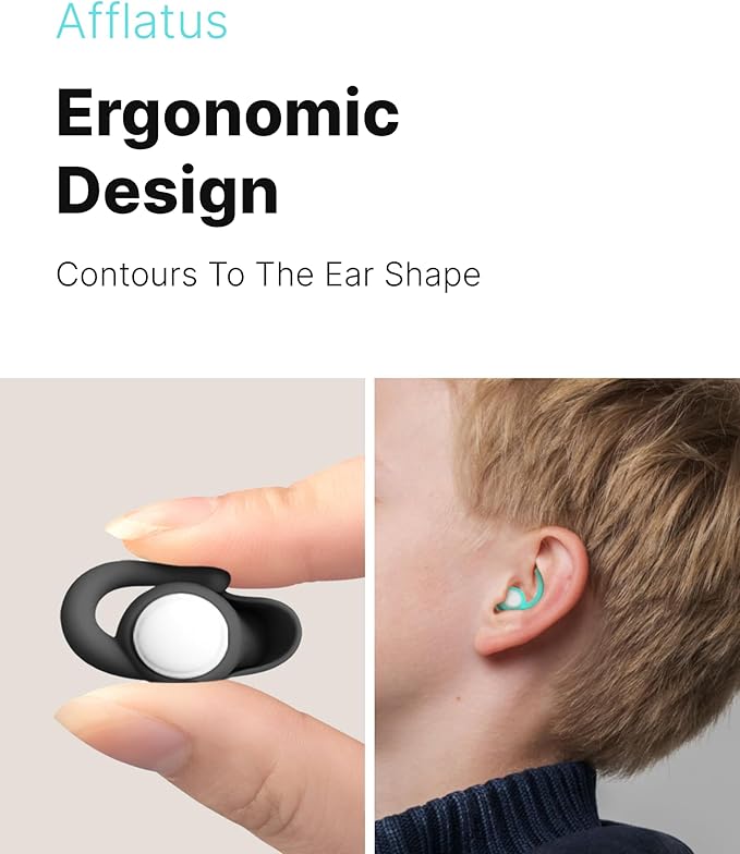 Afflatus Kids Ear Plugs for Sleeping and Small Ear Canls, Age 10-17, Comfort Earplugs for Small Ears, Sleep, Noise Reduction, Concerts, Reusable, Washable (Size S, Pairs*2)