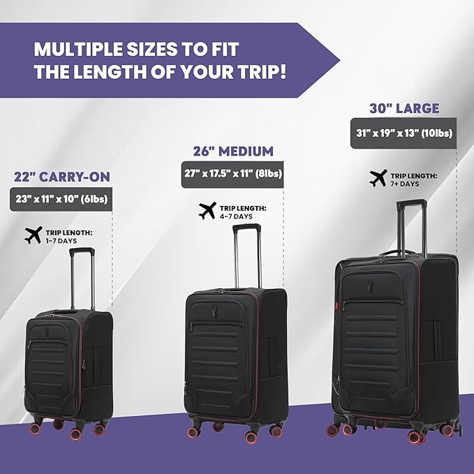 Spyder Pivot 26 Inch Expandable Softside Spinner Checked Luggage with 360° Spinner Wheels (Black, Medium Checked)