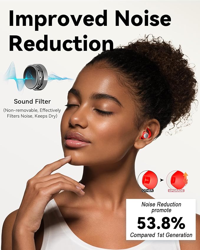 Ear Plugs for Sleeping - Noise Reduction Soft Silicone Earplugs, 2 Pairs Reusable Hearing Protection Earplugs for Noise Sensitivity, Sleep,Snore,Travel,Sound Reduction Noise Cancelling -(Red)