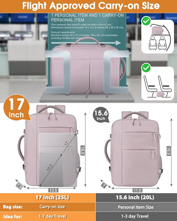 Capolo Travel Backpack for Women Men Waterproof Laptop Backpack Airlines Approved Carry On Backpack Bag Computer Bookbag for Business, Work, Traveling Fits 17 Inch Laptop(Dark Purple)