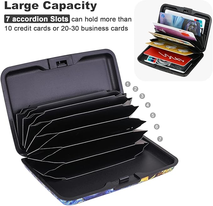 ELFISH Mini RFID Aluminum Wallet Credit Cards Holder Business Card Case Metal ID Case for Men Women (Sun flower)