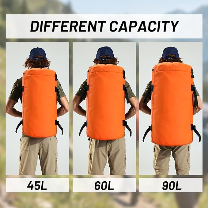MIER Large Duffle Backpack Sports Gym Bag with Shoe Compartment, Heavy Duty and Water Resistant, Orange, 45L