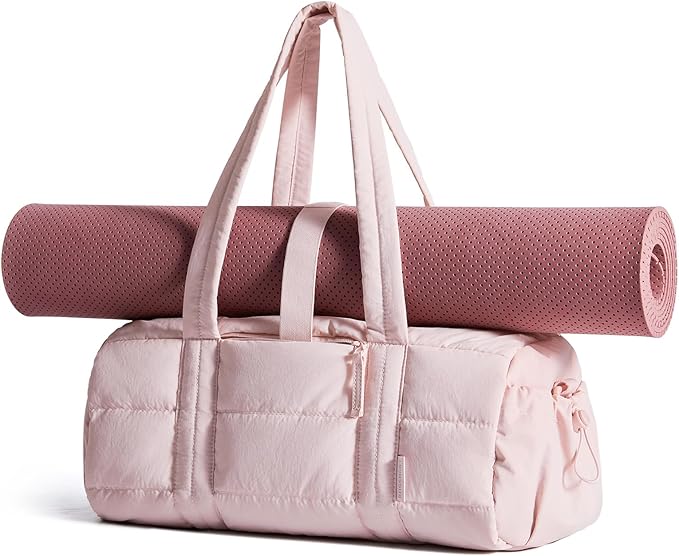 BAGSMART Reiki Gym Bag for Women, Mini/Medium Crossbody Bags for Women, 5L Dance Bag with Detachable Strap, 15L Yoga Mate Bag with Wet & Dry Pocket, Medium/Candy Pink