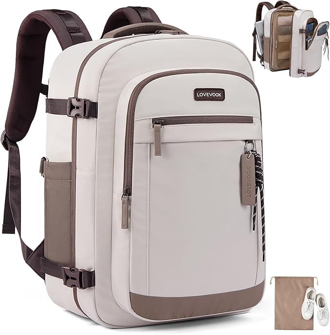 LOVEVOOK 50L Travel Backpack for Women, Airline Approved Carry On Luggage, TSA Personal Item Bag fits 17 Inch Laptop, Weekender Overnight Suitcase for Work