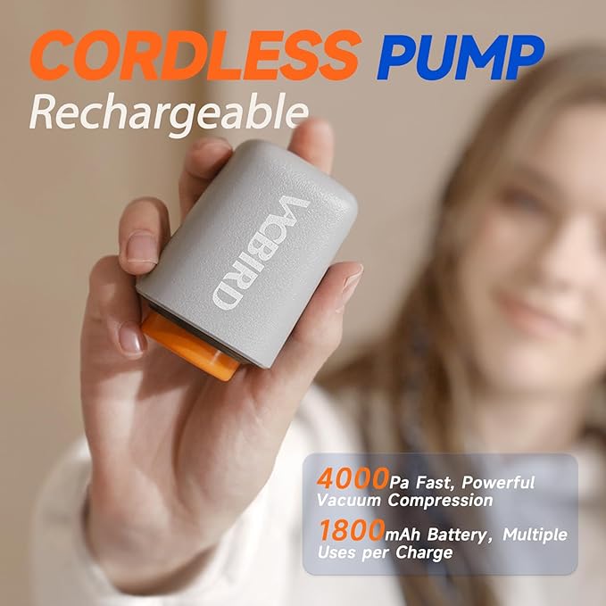 Vacuum Storage Bags with Rechargeable Cordless Pump,21 Pack 3 Size Compression Packing Cubes Seal Bags, Space Saver for Clothes and Clothing Blankets Organization Space Saving