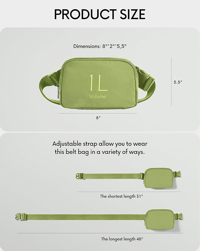 ODODOS Unisex Mini Belt Bag with Adjustable Strap Small Fanny Pack for Workout Running Traveling Hiking, Olive