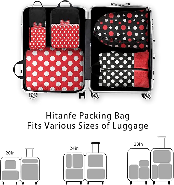 6 Pcs Compression Packing Cubes for Travel, Waterproof Luggage Organizer Washable Storage Bags Set - Packaging Cubes for Backpack Travel and Carry-Ons