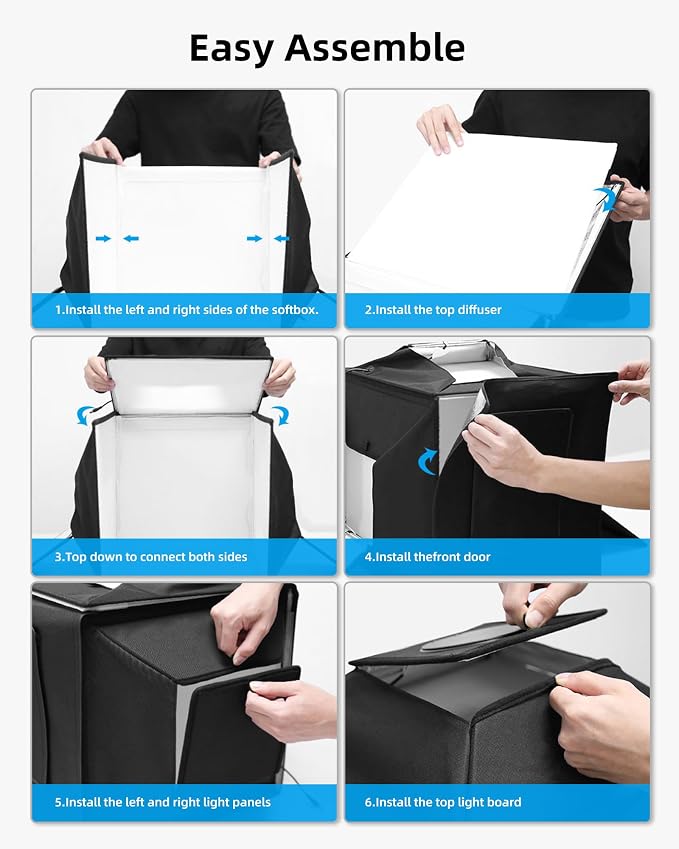 Glendan Portable Light Box Photography 16"x16" | Professional Dimmable Photo Box, High CRI 480 LED Lights, Soft Box, 4 Photo Backdrops for Jewelry and Product Photography