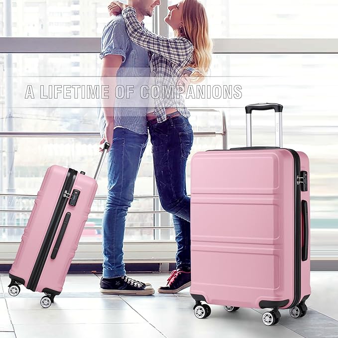 Kono 28 Inch Luggage Expandable Suitcase with Spinner Wheels TSA Lock Lightweight PC+ABS Hardside Large Checked Luggage Durable Rolling Suitcase Pink