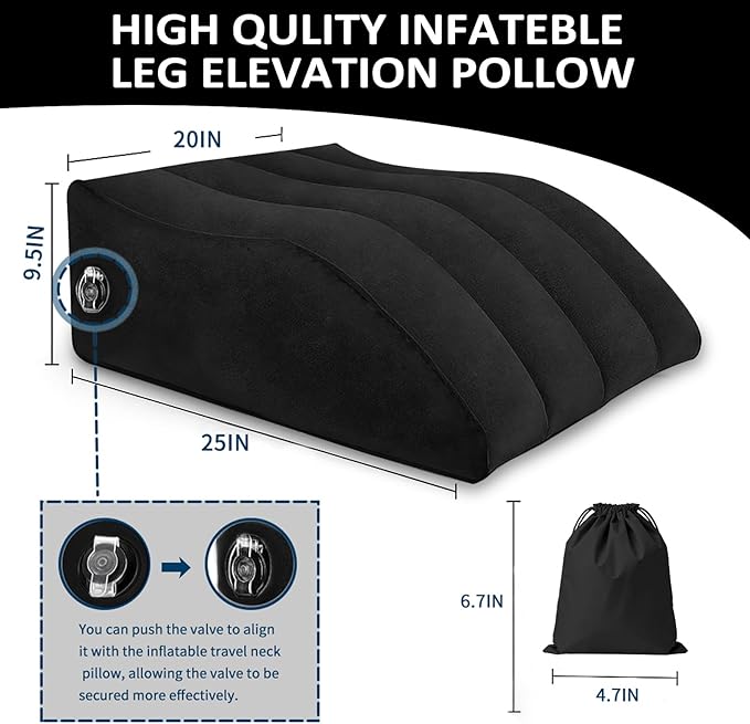 Inflatable Wedge Pillow for Leg Swelling - Inflatable Leg Elevating Pillow for After Surgery & Circulation,Wide Leg Pillow Elevation with Adjustable Sleep Mask for Traveling,Reading,Bed & Sofa Comfort