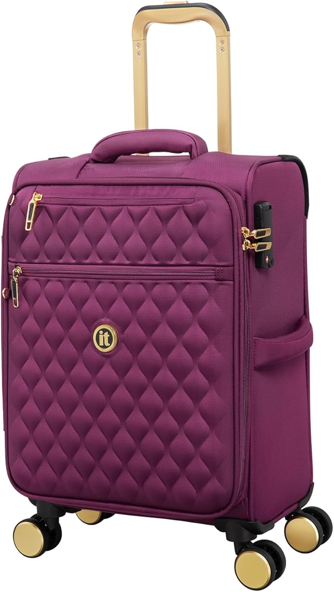 It Luggage Glimmering 22" Softside Carry-On 8 Wheel Expandable Spinner, Amaranth