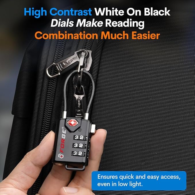 Open Alert TSA Approved Luggage Locks, 6 Pack, Easy Read Dials with Alloy Body.
