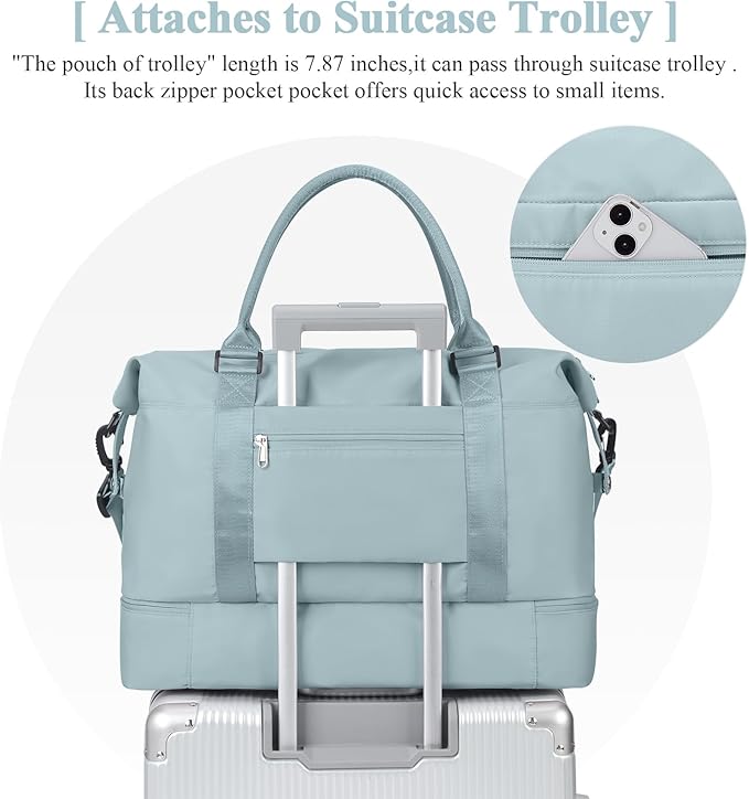 Travel Duffel Bag with Shoes Compartment, Carry on Overnight Weekender Bags for Women, For Spirit Airlines 18x14x8 Personal Item Bag