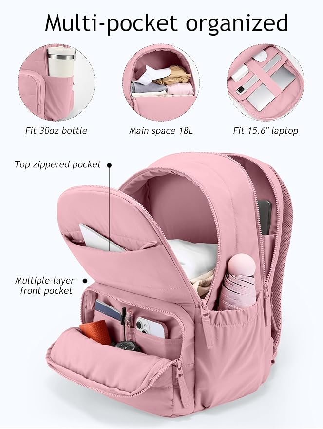 Travel Backpack for Women, 15.6 Inch Laptop Backpack, Quilted College Bookbag, Cute Work Backpacks, Water Resistant