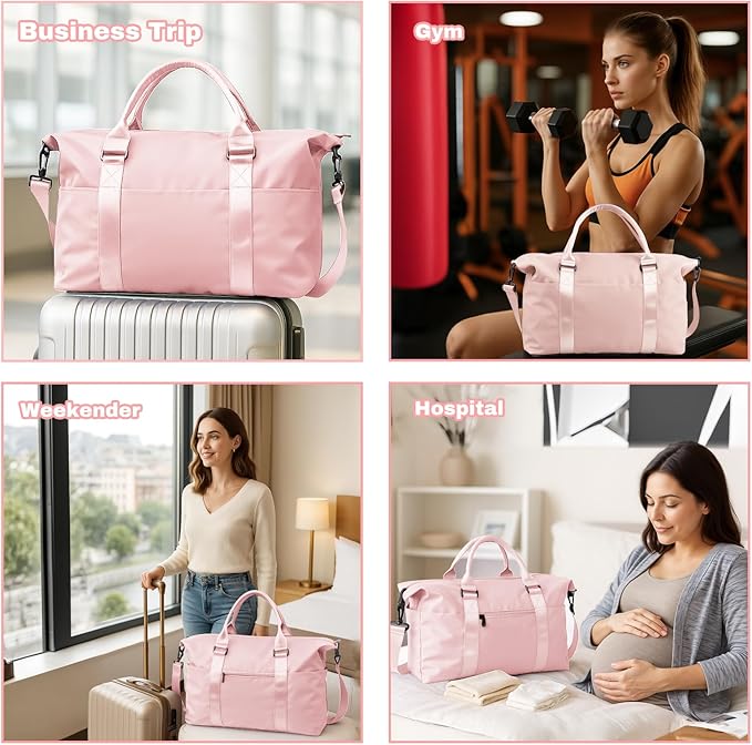 Weekender Duffel Bags for Women， Travel Totes Bag for Airplane Essentials, Overnight Bags for Women with Trolley Sleeve, Large Carry On Hospital Bag for Labor and Delivery, Sport, Gym