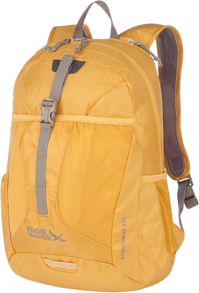 Eddie Bauer Stowaway Packable Backpack | Travel | Outdoor | Lightweight | Foldable | Durable | Ripstop Polyester | 30L - Field Gold