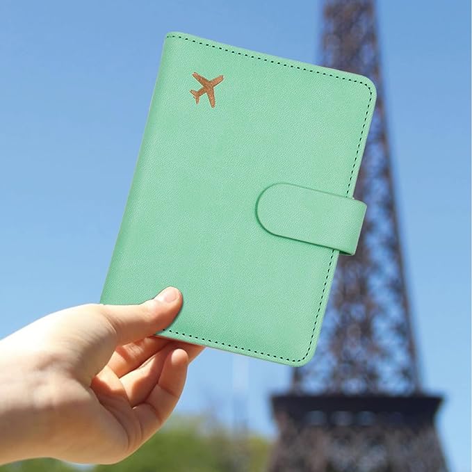 Melsbrinna Premium Leather Passport Holder Covers Case, Waterproof Rfid Blocking Travel Wallet Passport Holder with Pen Holder, Cute Passport Book for Women/Men
