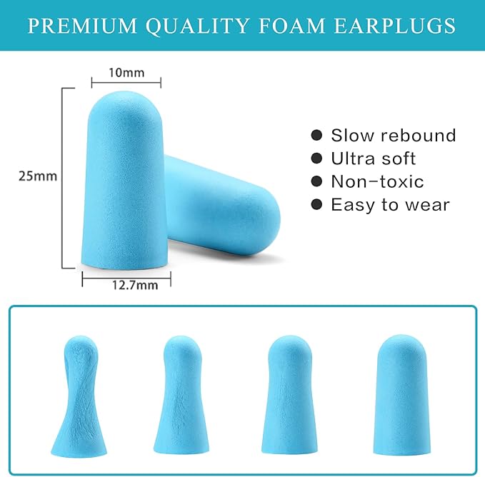 30Pair Soft Foam EarPlugs, 32dB Disposable Sound Blocking Noise Cancelling Ear Plugs for Sleeping/Concerts Loud Music/Shooting Guns/Work Construction, Hearing Safety Protection (Blue)