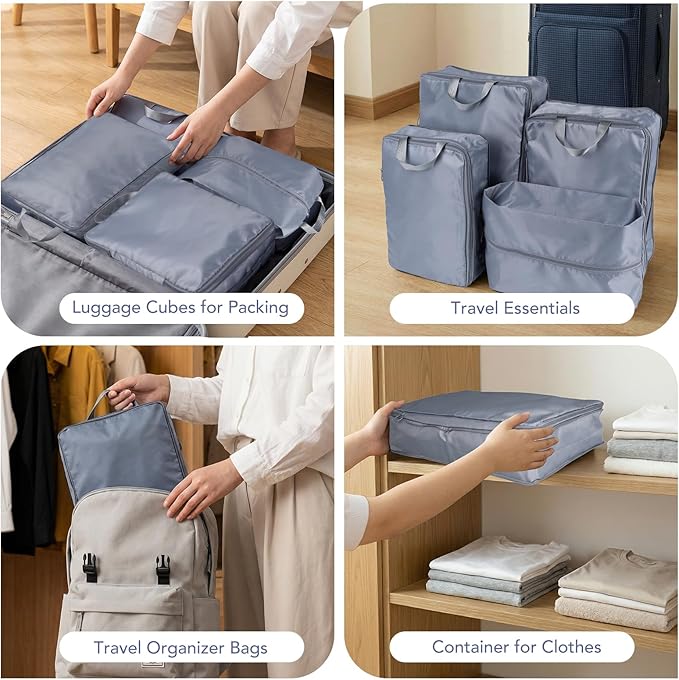 Packing Cubes for Travel, Space-Saving & lightweight,Compression Packing Cubes Set 4 Grey,Water-Resistant Bags Light Packing Easy Travel-For Short and Long Trips. Luggage Organizer for Business