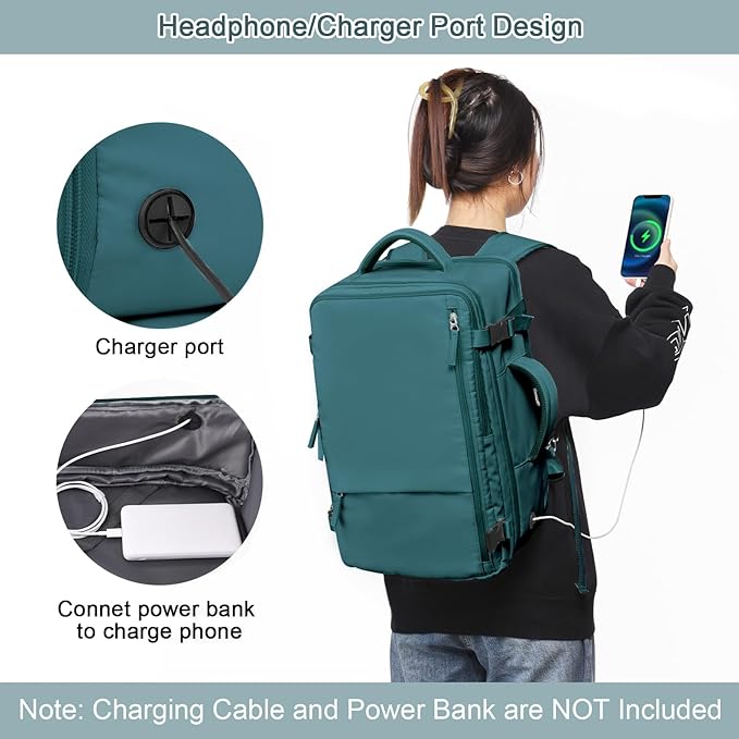 Travel Backpack for Men, 40L Carry On Backpack, 17 Inch Laptop Backpack, Waterproof Backpack, College Bookbag, Person Item Flight Approved Trave Bag for Women