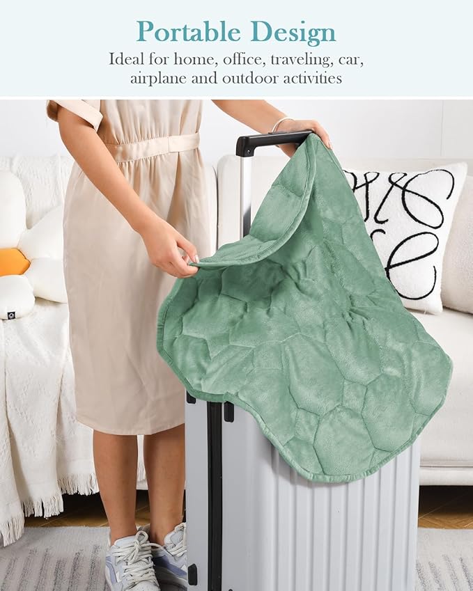 Topblan Weighted Lap Blanket 7lbs for Adults, Small Weighted Blanket Throw for Napping, Relaxation, Calming and Travel, Skin Friendly & Machine Washable for All-Season Sleeping,Sage 24x29 inches