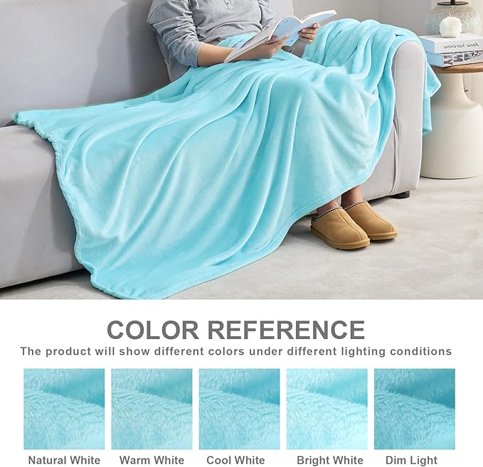 Hansleep Fleece Robin Egg Blue Throw Blanket, Super Soft Blanket Flannel Fuzzy Plush Cozy Blanket for All Seasons, Robin Egg Blue, Throw 50x60 Inches