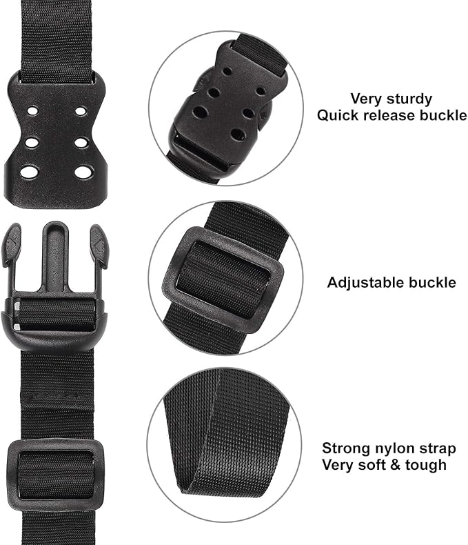 Ayaport Utility Straps with Buckle 48" Quick-Release Adjustable Nylon Straps Black 4 Pack