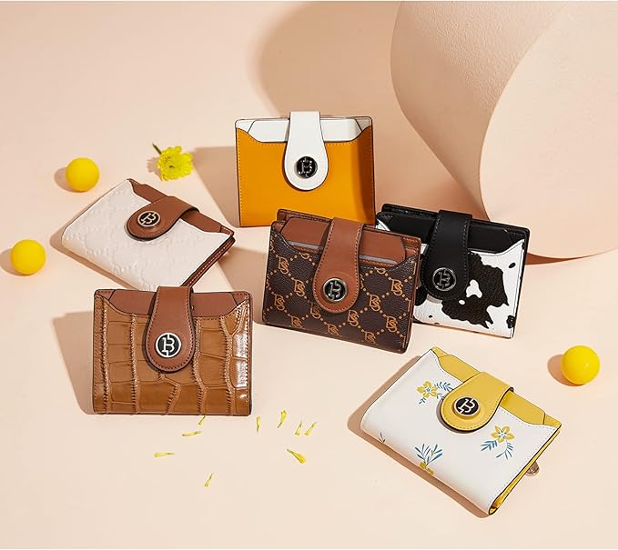 BOSTANTEN Women Leather Wallet RFID Blocking Small Bifold Zipper Pocket Wallet Card Case Purse with ID Window