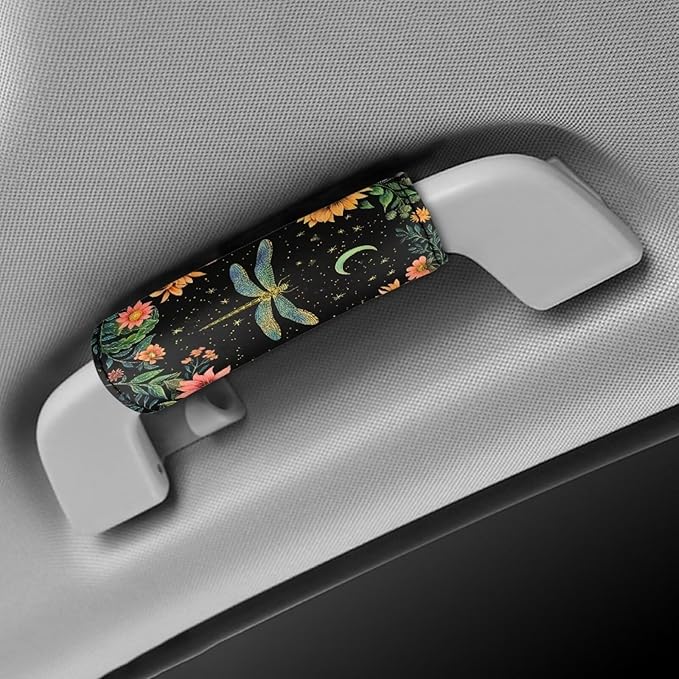 BIGCARJOB Flower Dragonfly Luggage Handle Wrap for Suitcase 2 Pack No-Slip Door Handle Protector Covers Luggage Handles Wrap Grips Personalized Luggage Tags Replacement