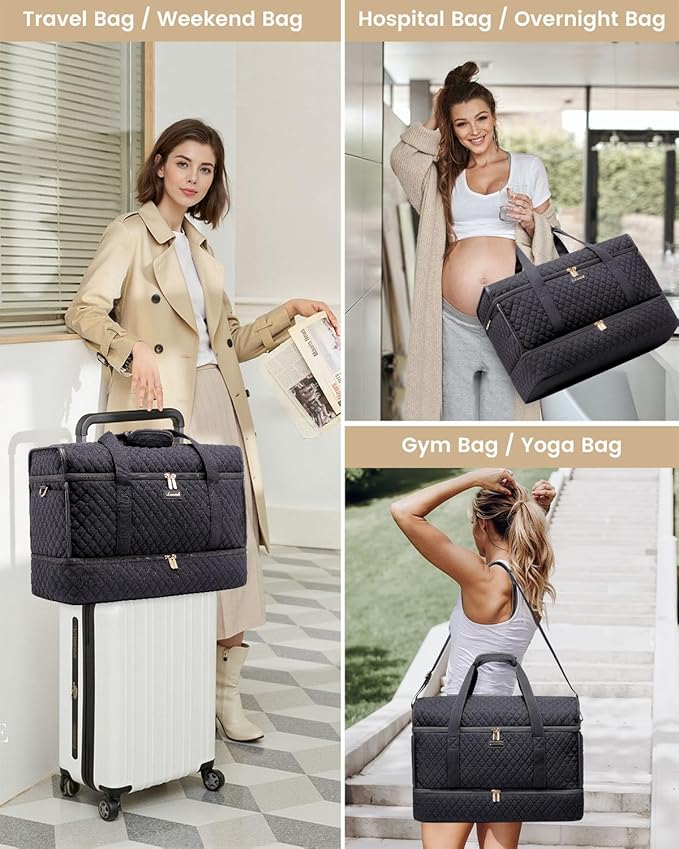 LOVEVOOK Large Travel Duffle Bag, Weekender Bags for Women With Shoe Compartment, Overnight Hospital Bag For Women Labor Delivery, Carry on Bag Personal Item Travel Bag, Yoga Gym Duffel Bag